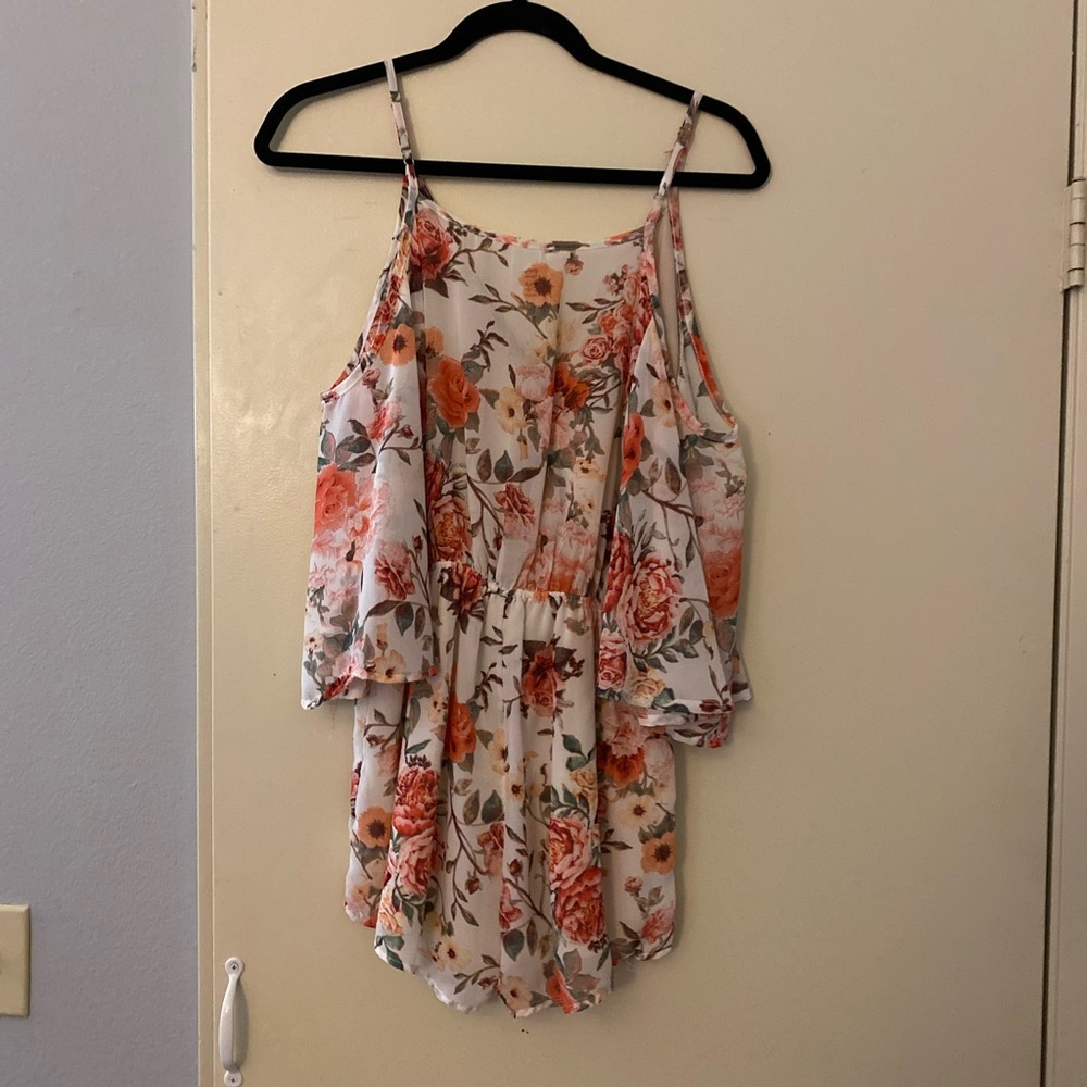 White and Pink Floral Romper